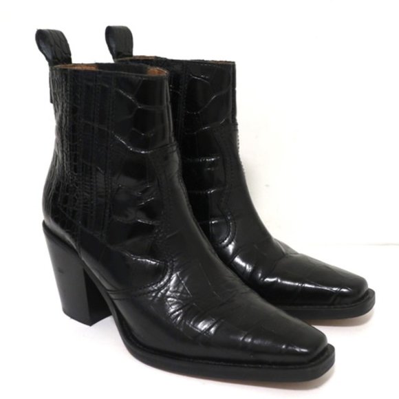 Ganni Shoes - Ganni Callie Western Ankle Boots Black Size 36